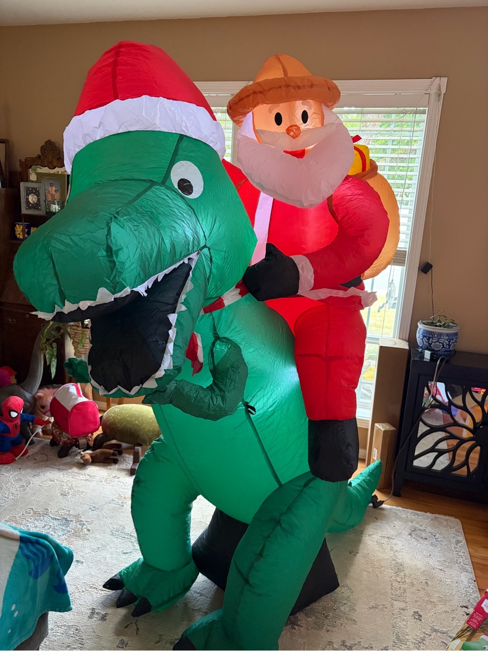 Santa on T Rex Christmas Inflatable 6 Foot